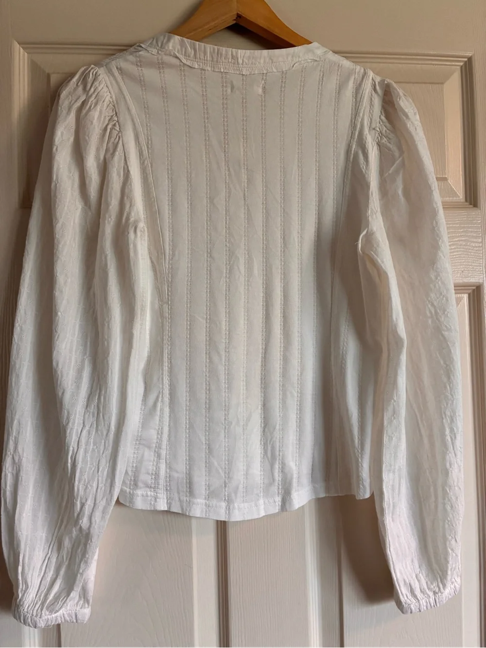 Anthropologie White Ruffled V-Neck Blouse - Picture 2 of 2